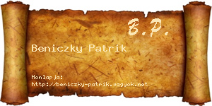 Beniczky Patrik névjegykártya